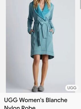 UGG Women's Teal Robe with Contrast Collar